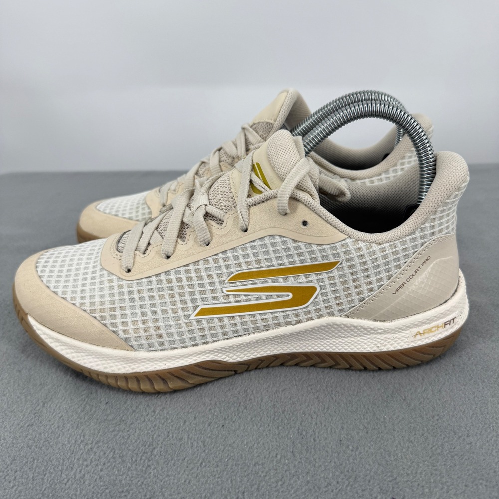 Skechers Viper Court Pro Womens 8.5 Pickleball Shoes Arch Fit 172069 Off White